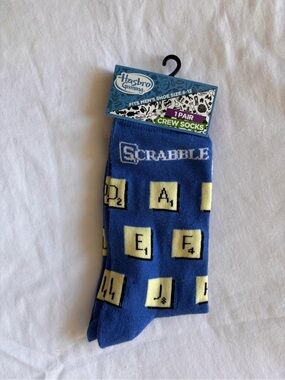 NEW Scrabble Game Socks Hasbro Games Adult size 6-12 men